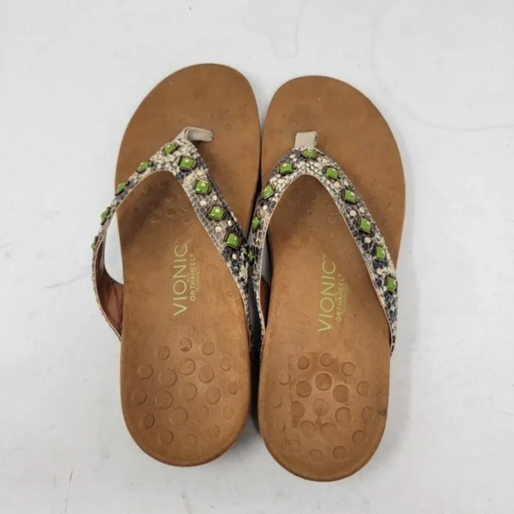 Vionic | Women's Rest Floriana Toepost Thong Sandal Pewter - Picture 4 of 9